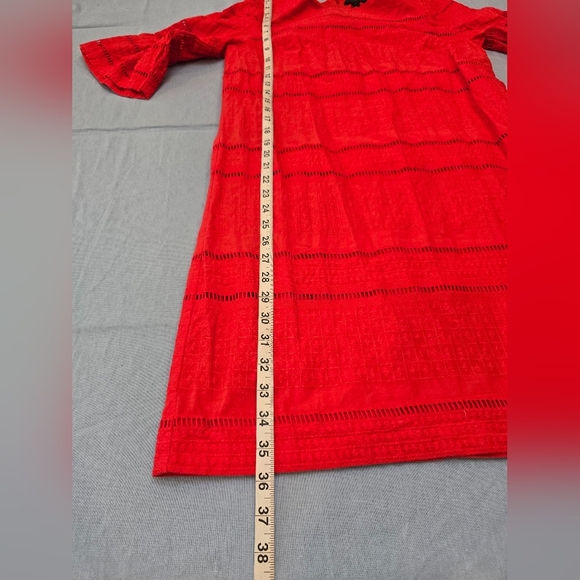 J. Crew Dress Flutter Sleeve Eyelet Design Shift Orange Dress Size 8T - Picture 8 of 10